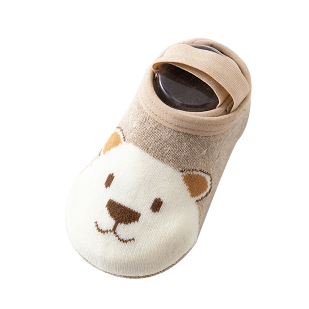 Calcetines antideslizantes para bebé, medias de algodón con estampado de zorro y Animal de dibujos animados, para recién nacido: gray bear / Fit 0-1year