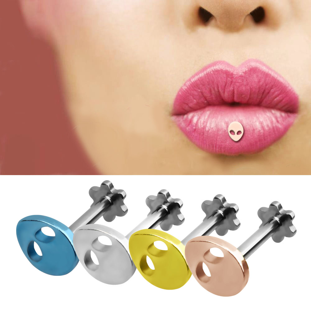 1.2*9mm Alien 16G Tragus Cartilage Steel Lip Rings Labret Monroe Ear Stud Helix Earrings Daith Piercing Body Jewelry Lobe Oreja