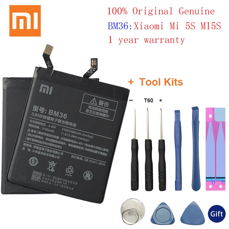 XiaoMi Original Replacement Battery For Xiaomi Note 3 4 4X 5 5A Pro Mi5 Mi 5X MI5S Redmi 3 3S 3X 4X 4A 5A 3 pro 5 Plus Batterie: BM36 For Mi 5S MI5S