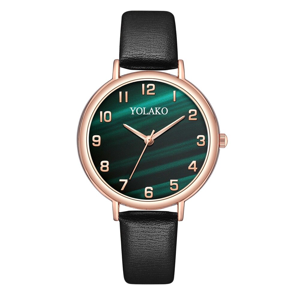 Rose Goud Groen Dames Horloge Ins Populaire Arabisch Cijfer Dameshorloge Unieke Malachiet Leer Mode Vrouwen Horloge: 03