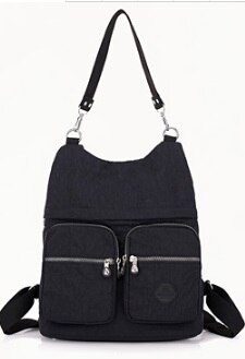 Jinqiaoer Kleur Vrouwelijke Tas Waterdichte Nylon Tas Vrolijk Grote Capaciteit Rugzak Beknopte Sfeer Rugzakken Boodschappentas: Black