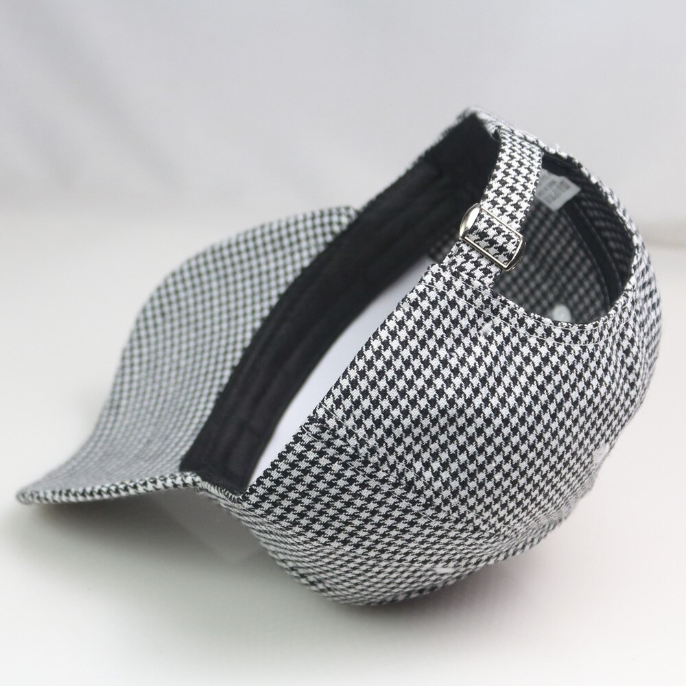 Retro xadrez feminino lt. cinza houndstooth boné de beisebol feminilidade formfitting hat estilo clássico