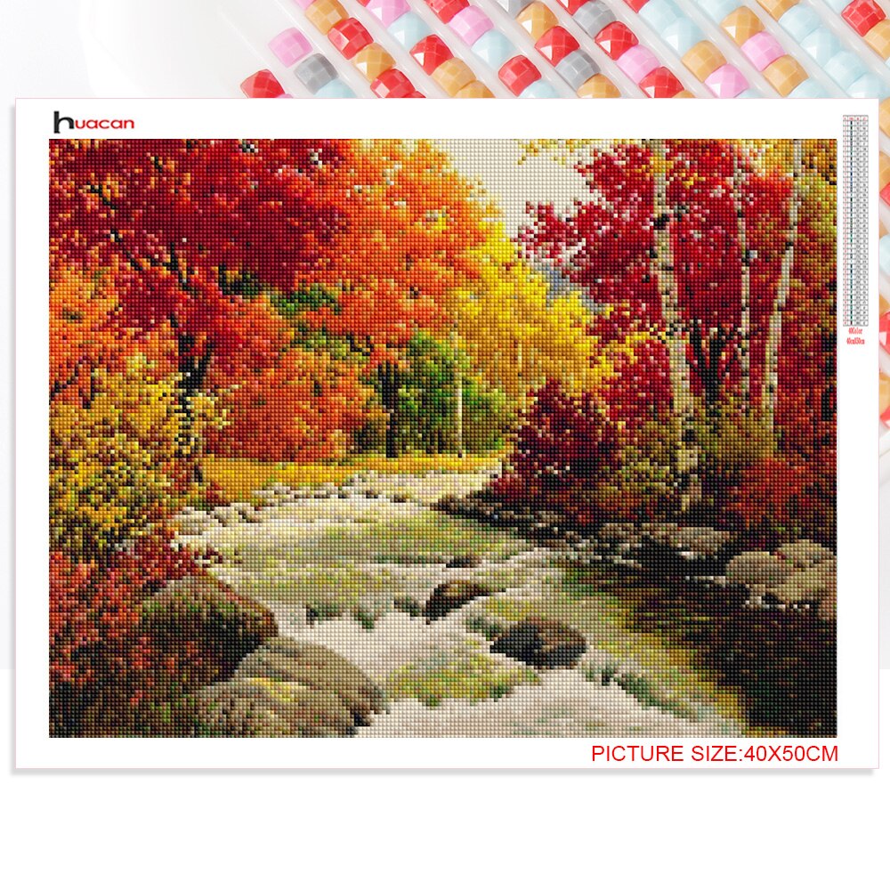 Huacan Diamant Schilderij Herfst Landschap 5D Diy Diamond Mozaïek Landschap Volledige Vierkante Diamanten Borduurwerk Boom Ambachten Kit Decoratieve