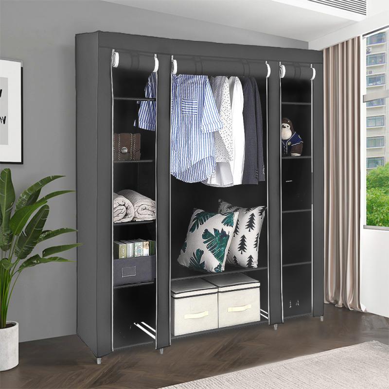 Moderne Non-woven Rits Stijl Doek Kledingkast Opbergkast Vouwen Driedeurs Individuele Kast Slaapkamer Meubels Hwc