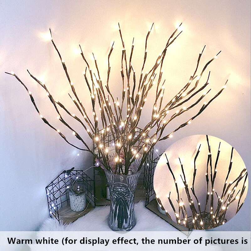Luces decorativas de árbol de simulación para habitación, luces Led de Navidad impermeables para jarrón, piso, lámpara de porche interior, cuentas de luz decorativa, nuevas: warm2