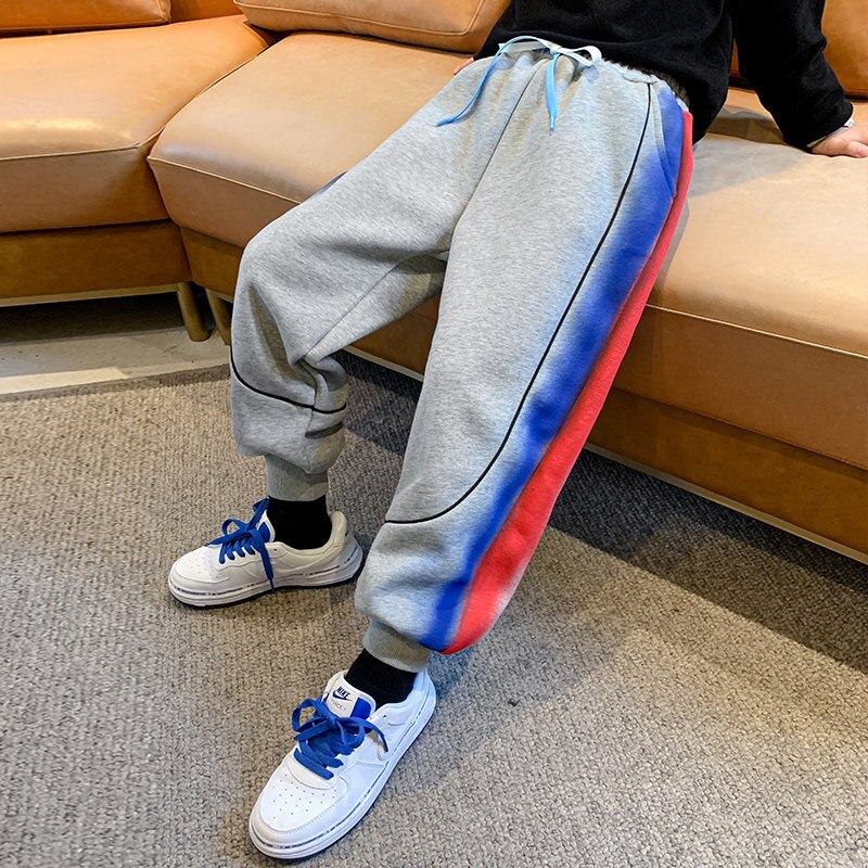 Pantaloni sportivi per bambini neri grigi primavera autunno adolescente Big Boy pantaloni Casual in cotone fresco abbigliamento per bambini 5 6 7 8 9 11 13 14 anni