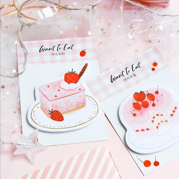 Kawaii Koreaanse Aardbei Cake N keer Sticky Memo Note Bericht Tab Notepad Scrapbook Sticker Memo Pads Briefpapier