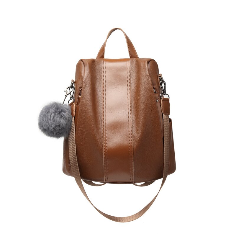 LYKANEFU Import PU Couro Estilo Preppy Mulheres Mochila Bolsa de Ombro Ocasional Saco de Couro Escola Mochilas para Meninas Adolescentes: Brown