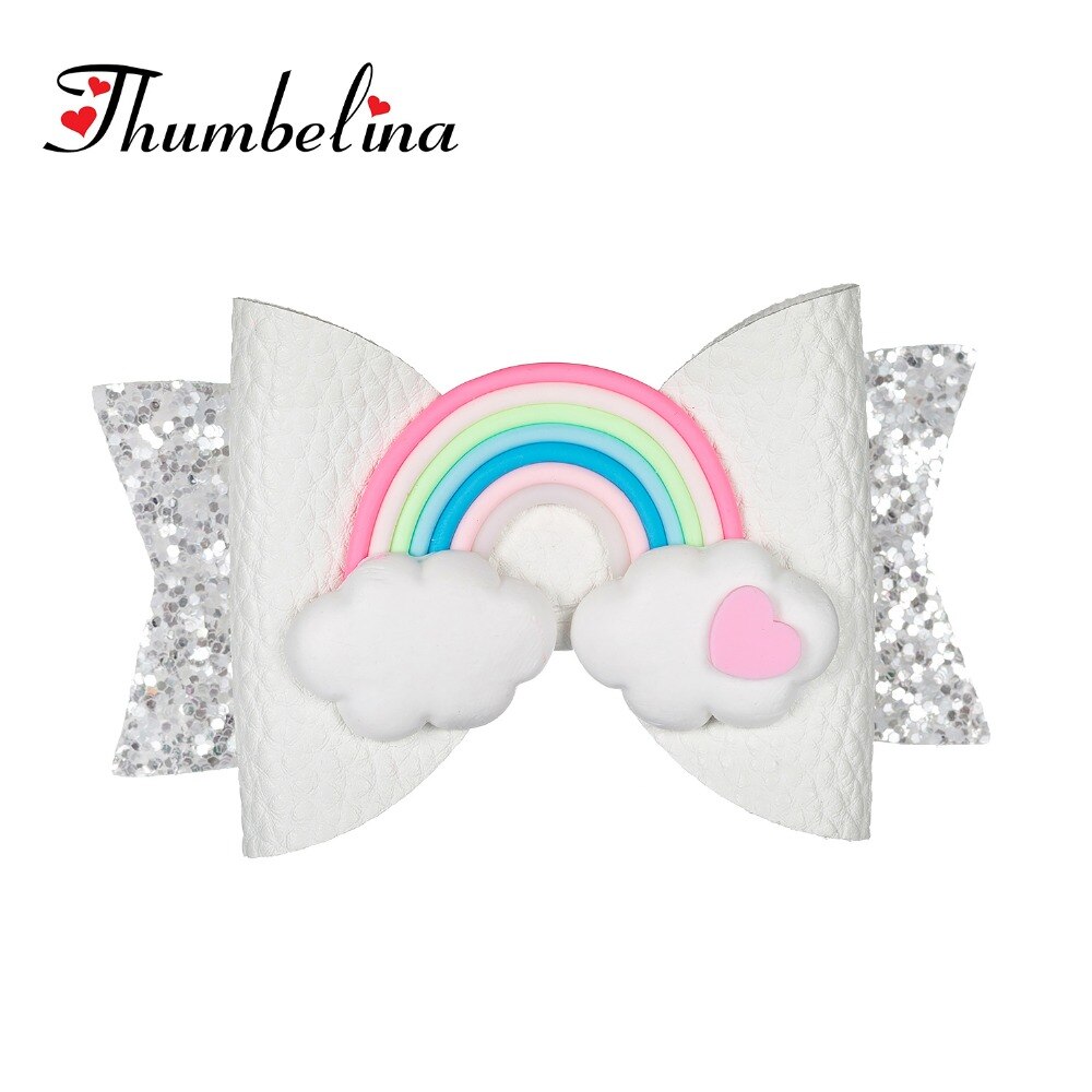 Thumbelina Regenboog Prinses Haarspelden Glitter Haarelastiekjes Met Clip Dance Party Boog Haar Clip Meisjes Haar Accessoires