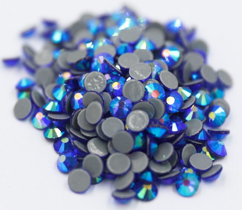 Sapphire Ab Стразы SS6 ~ SS30 Hotfix Steentjes Ijzer Op Plaksteen Glas Nail Art Strass Crystal Ab Diy Decoraties