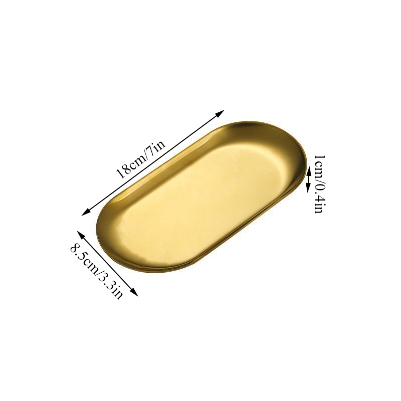 Edelstahl Gold Silber Essen Platte Nachtisch Platte murmeln Obst Kuchen Tablett Snack Küche Platte Western Steak Küche Platte Gericht: Gold / 23x9cm