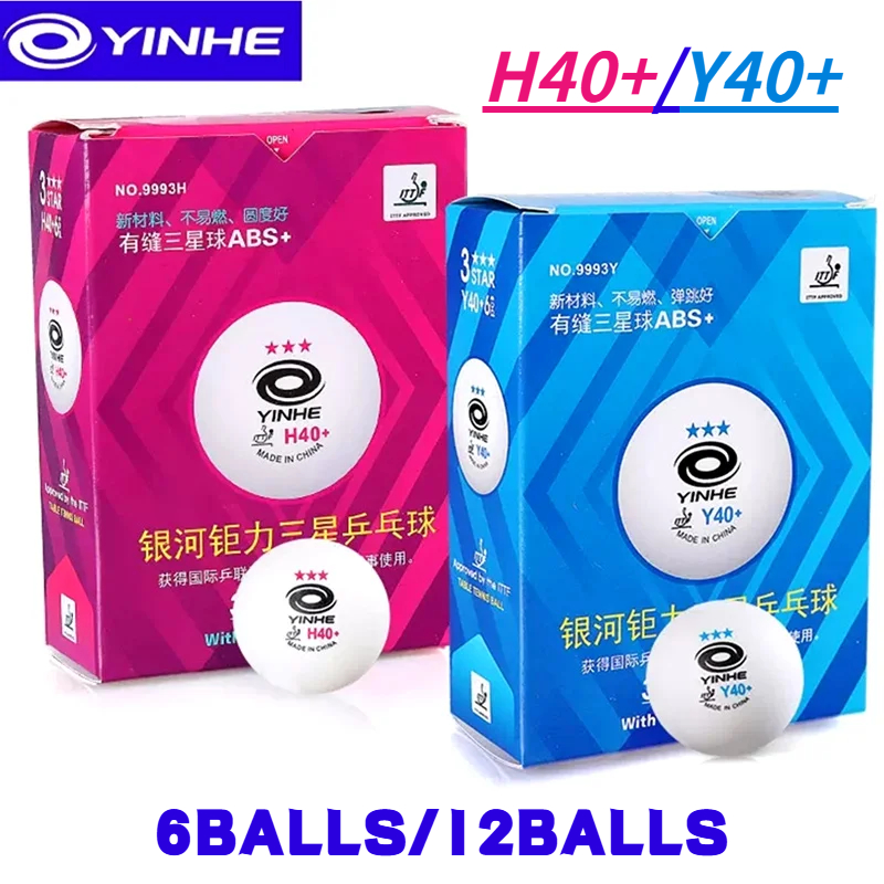 6/12 balls YINHE 3-Star Y40+ H40+ Table Tennis Balls (3 Star, Material 3-Star Seamed ABS Balls) Plastic Poly Ping Pong Balls