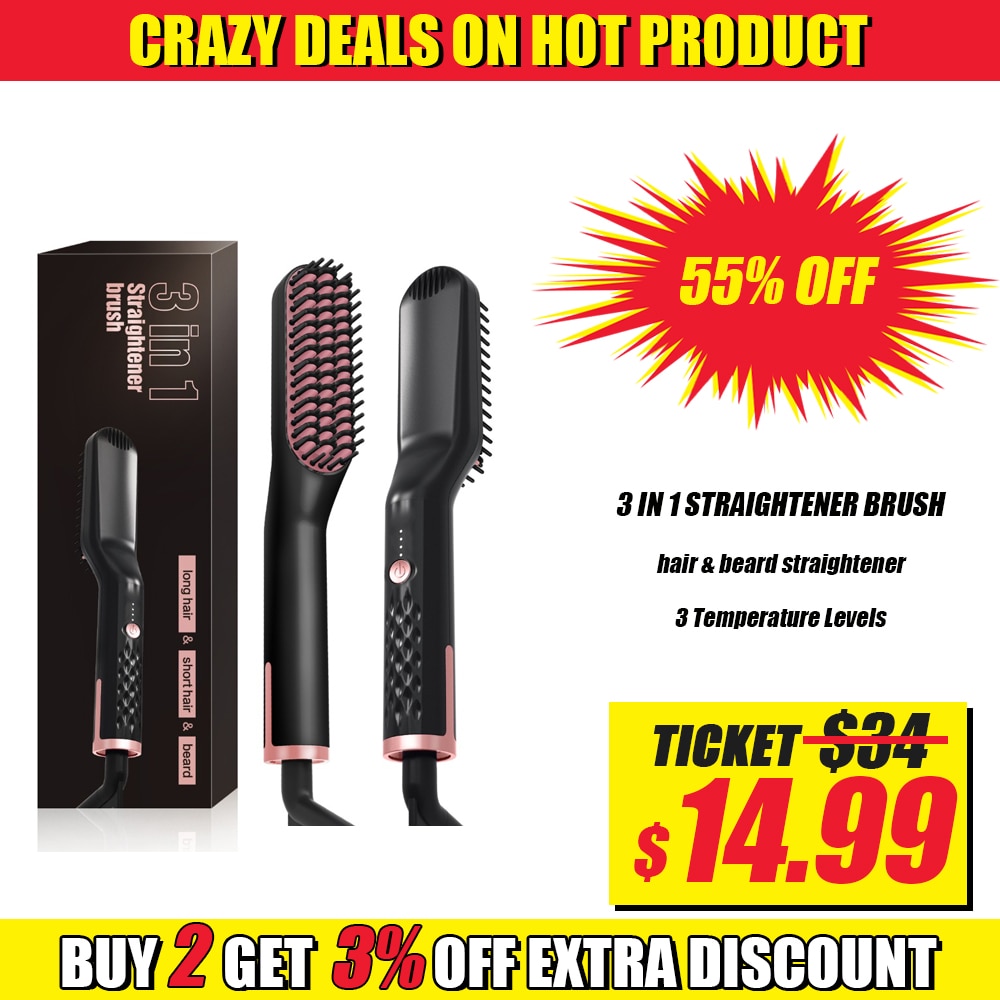 Upgrade Beard Straightener Multifunctional Hair Straightening Heated Comb Quick Hair Styler Anti-scald Straightening Irons