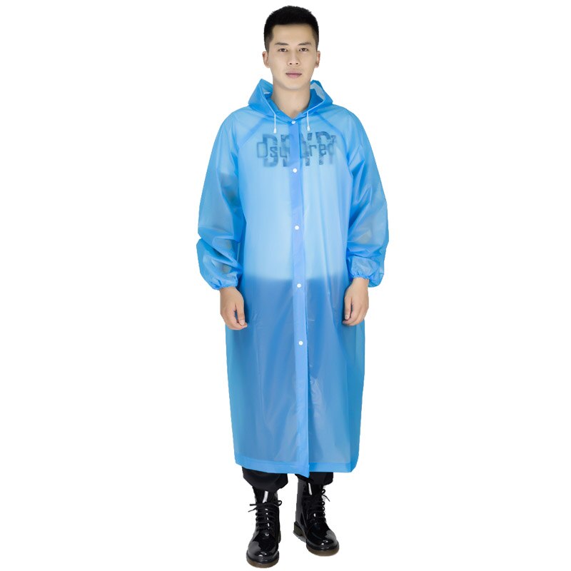 Manteau de pluie en plastique pour homme et femme, imperméable et réutilisable, Transparent: Blue