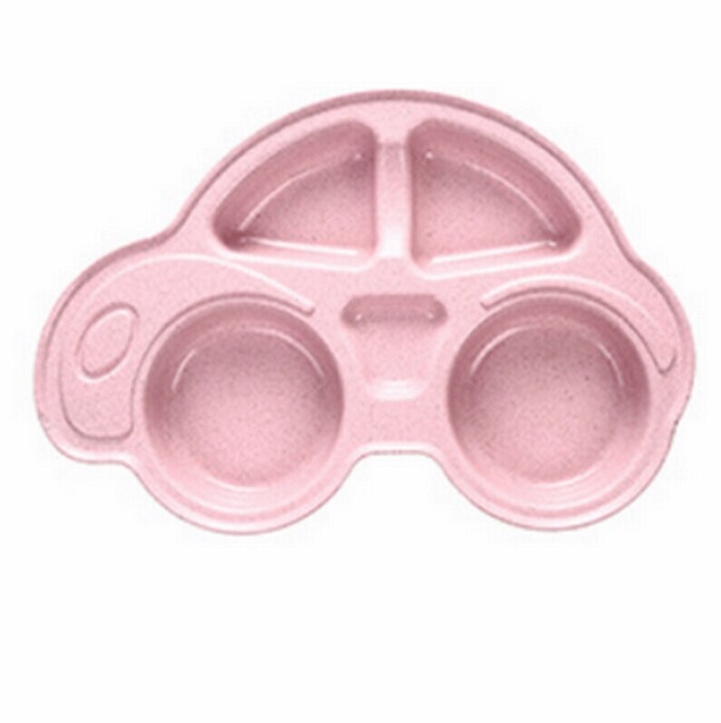 Plato de comida para bebé con forma de coche alimentación de silicona, esterilla, plato: Rosa