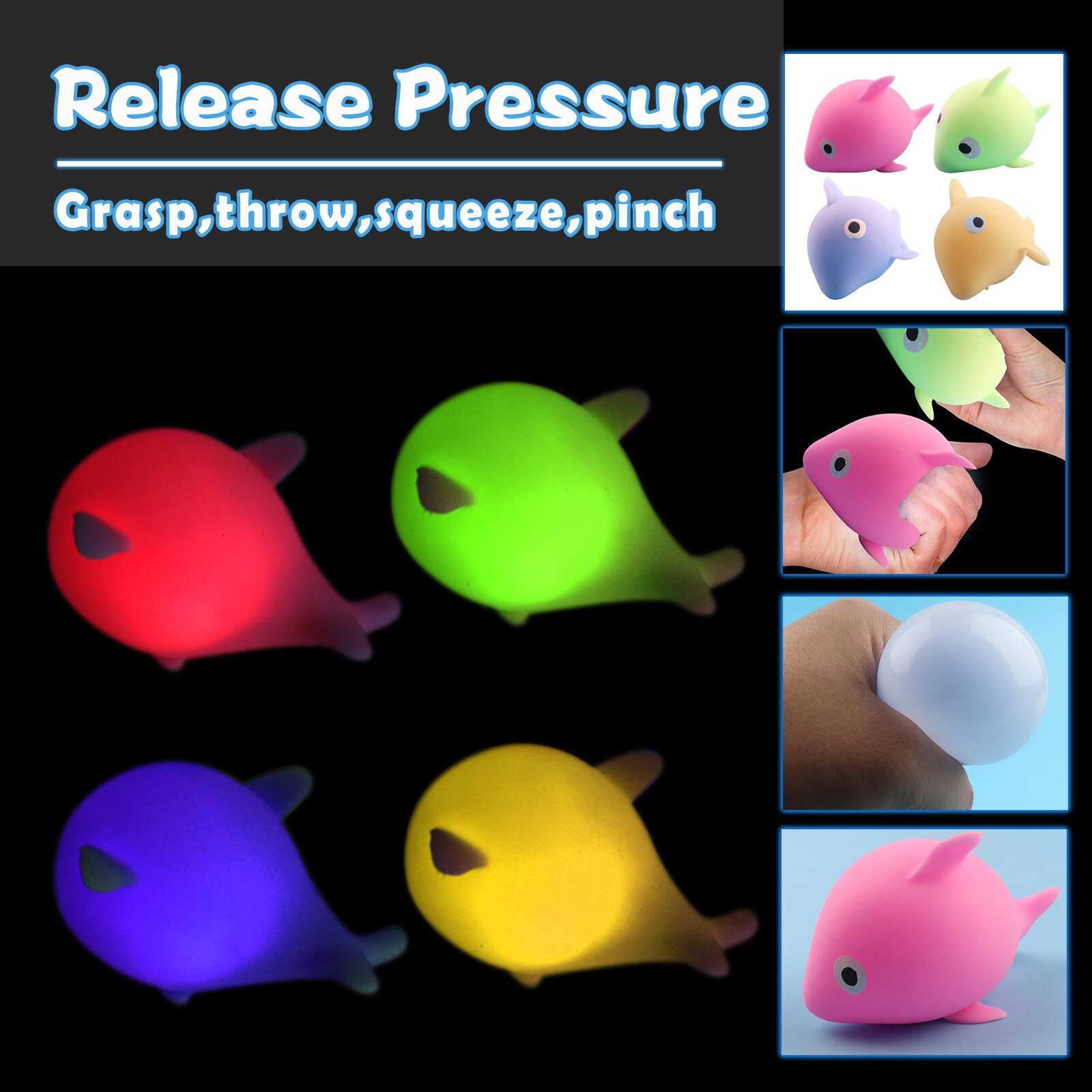 1pc Squeeze Toys 25ml Squishyies Soft Squeeze Toys Press Dolphin ansia giocattoli in rilievo pizzicando per rilasciare lo Stress bambini adulti