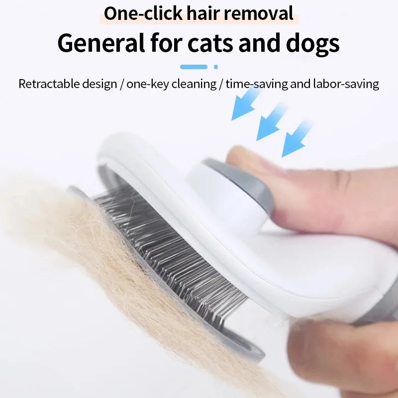 Peine de autolimpieza para quitar el pelo de mascotas, cepillo rebanador para gatos, peine de depilación para gatos, cepillos de aseo, peines para perros, accesorios para gatos
