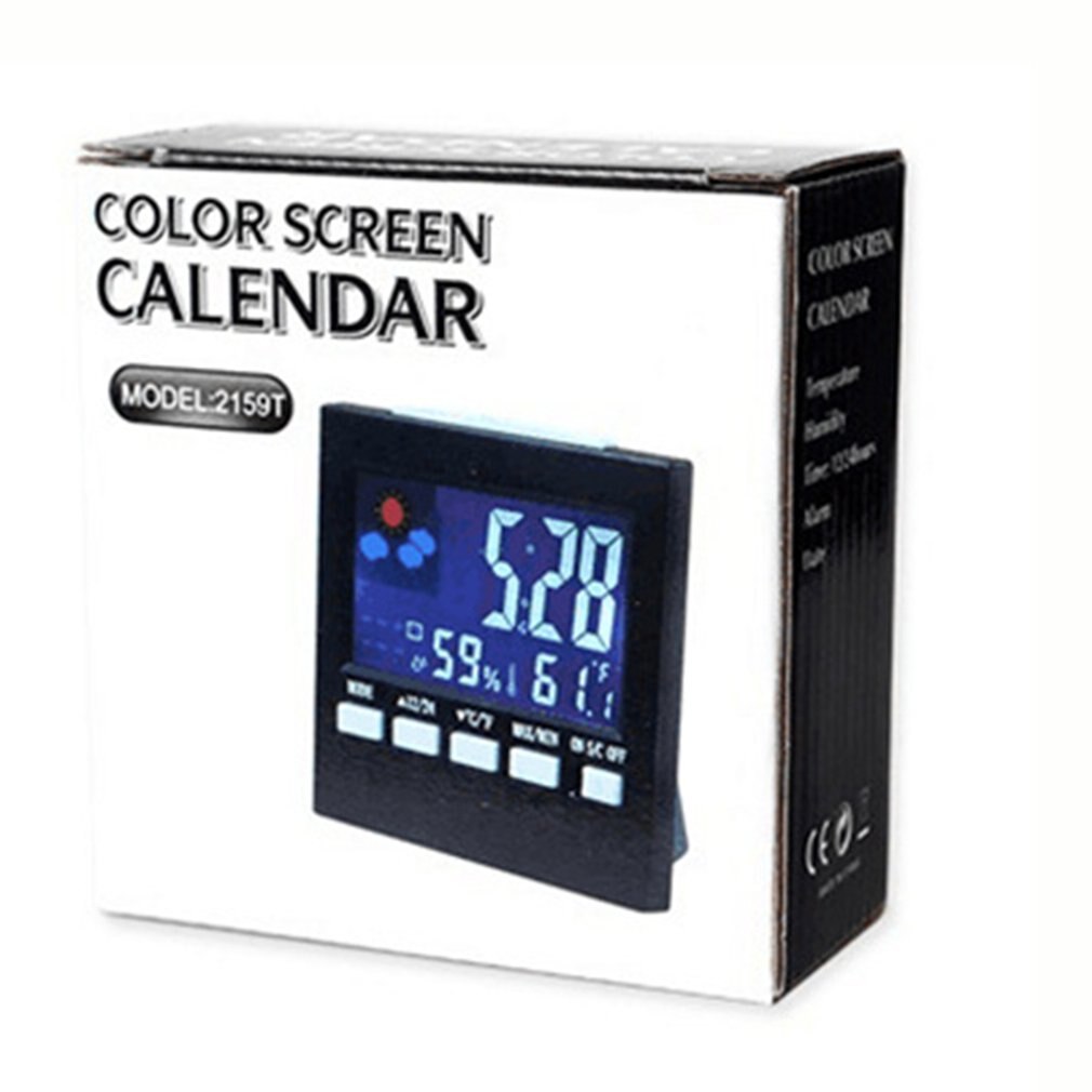 Multifunctionele Digitale Kleurrijke Lcd-scherm Weerstation Wekker Thermometer Hygrometer Temperatuur Vochtigheid Tester