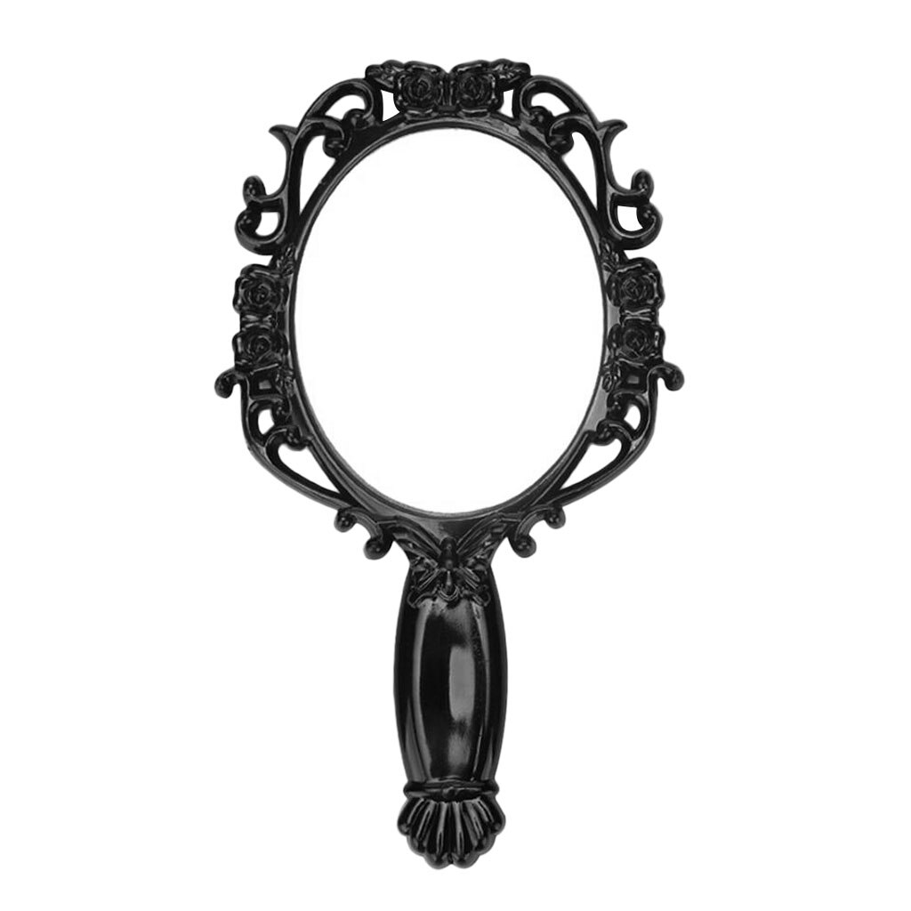 1 Piece White/Black Hand Held Mirror, Round Makeup Hair Dressing Mirror for Home Salon Use