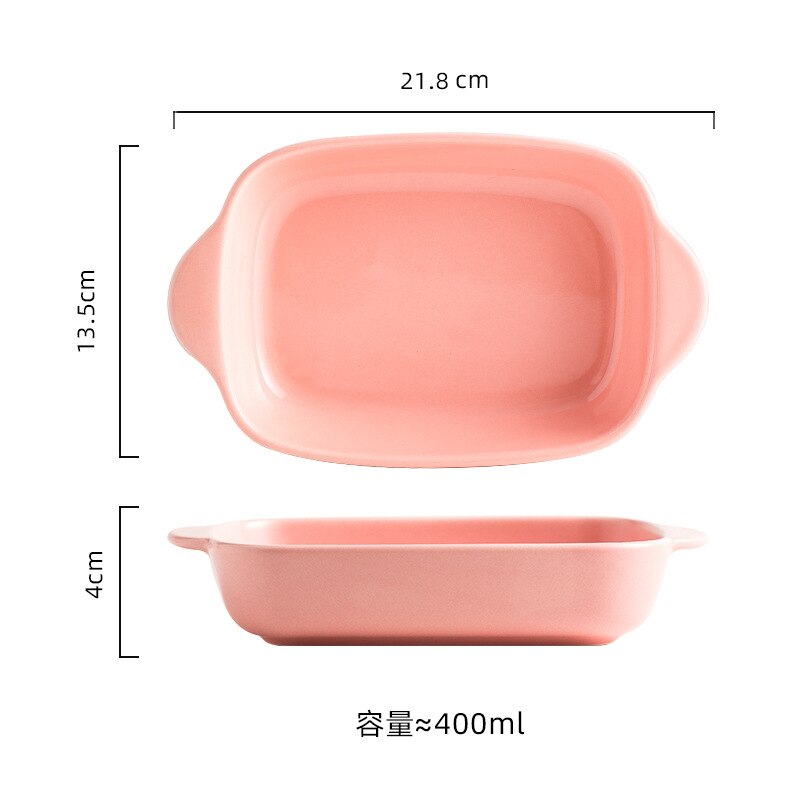 Yellow/Red/Blue/Green/Grey/Pink 400ml/500ml Fruit Salad Bowls Ceramic Tableware Tray Decorative Living Room Plates: 400ml Pink
