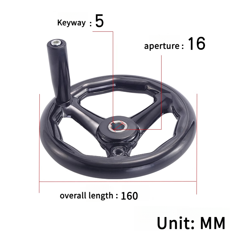 Accesorios para rectificadora, volante de madera de goma giratorio redondo con ranura 4/5, mango de máquina herramienta 100/160/200/250mm