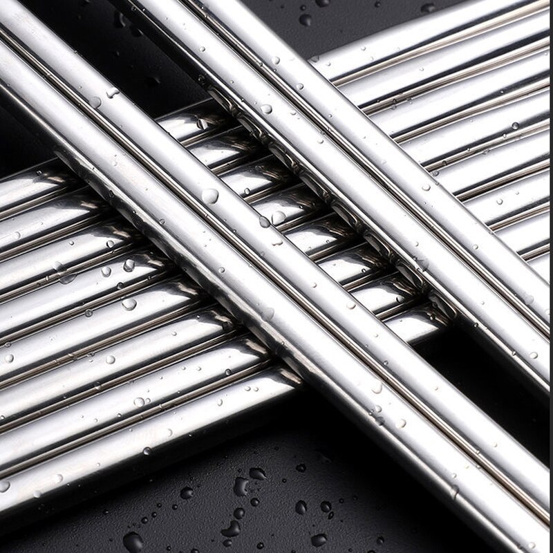 1/2/ 5 Pairs Stainless Steel Chopsticks Set Chinese Metal Non-slip Chopstick Kit Reusable Food Sushi Sticks Kitchen Tableware