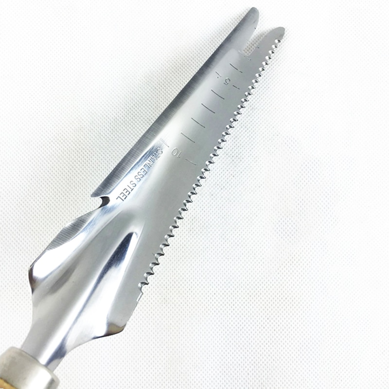 Stainless Steel Garden Shovel Spade Multi Tool Wood Handle Weeder With Sawtooth Ruler Digging Trowel Bonsai Farming Tool