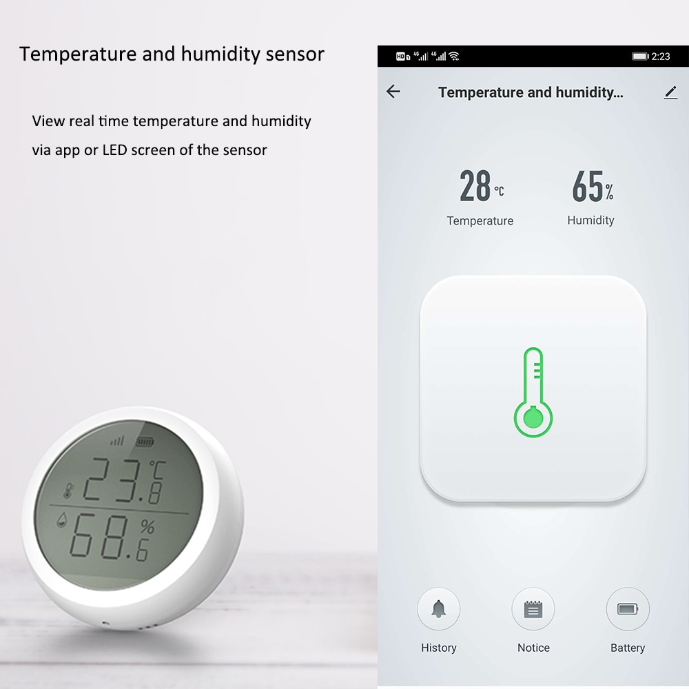 Tuya ZigBee Smart Home Temperature And Humidity Sensor With LED Screen Works With Google Home Assistant
