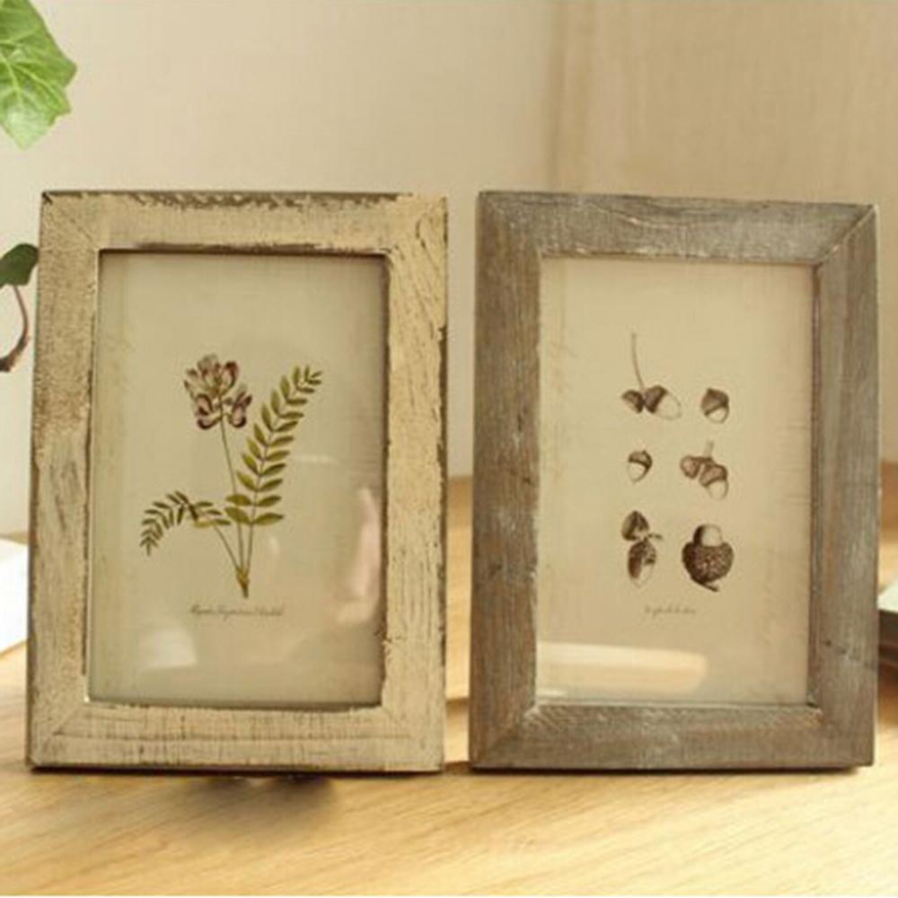 Træ vintage fotoramme 5 tommer træ billedholder stativ hjem soveværelse skrivebordsindretning