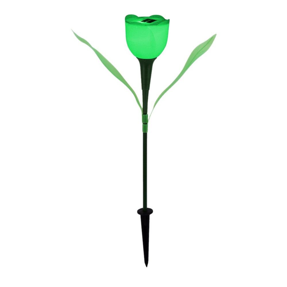 Lámpara Solar de tulipán para exteriores, luz multicolor impermeable para decoración de césped, camino de jardín, patio, 1 ud.: Green