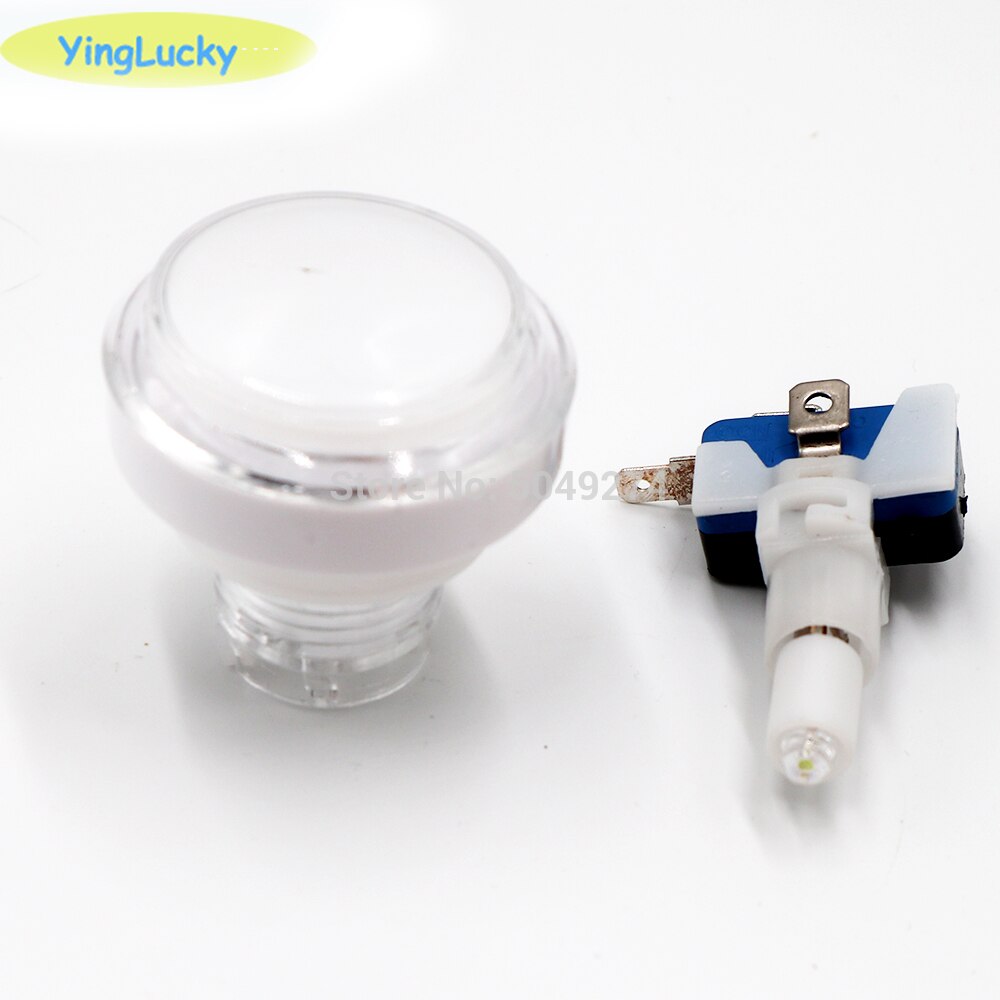 1pcs 46mm 12V arcade led verlichte ronde knop met microschakelaar voor Arcade game machine accessoires: WHITE