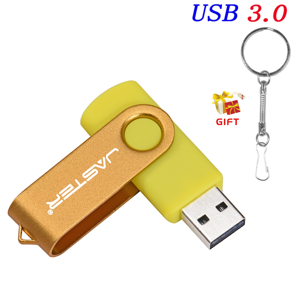 USB 3.0 USB Flash Drive 128GB Rotatable Pen Drive 64G Wedding Memory Stick 32G 16G Free Chain Pendrive 8G Silver USB Stick: Yellow / 4GB