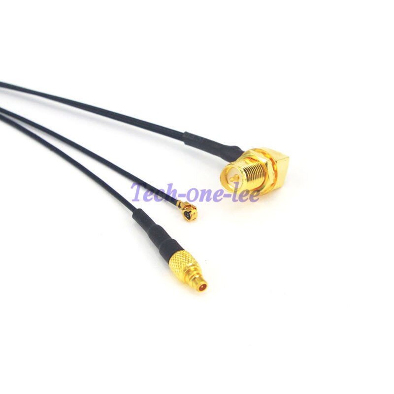 2 peças/lote RP-SMA RP SMA fêmea de Tipo Y Dupla MMCX Macho 1.13 Conector do Adaptador de Cabo + 1.13 IPX ipx Pigtail cabo