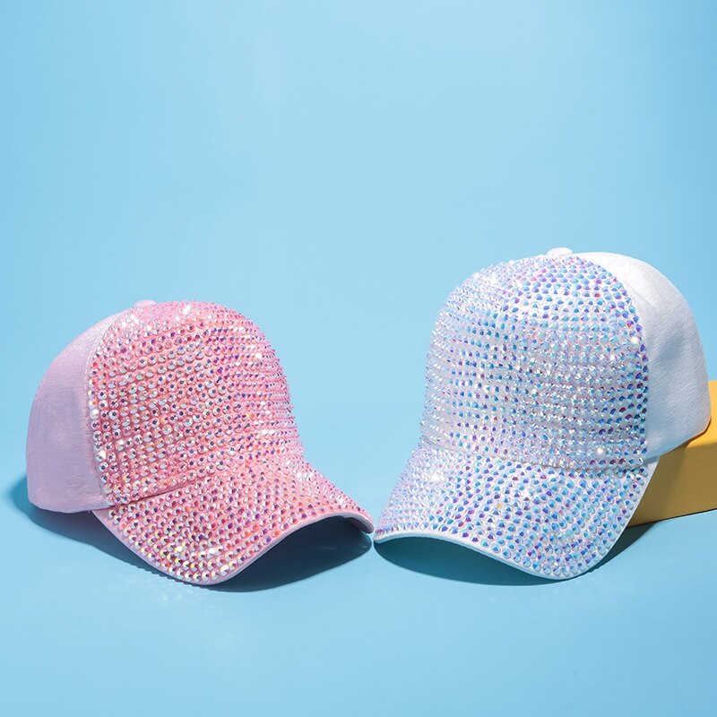 Nuove Donne di Modo Berretto Da Baseball di Strass Perla Di Lusso Paillettes Sport Cap Traspirante Snapback Cappello di Sun del Cappello di Hip Hop