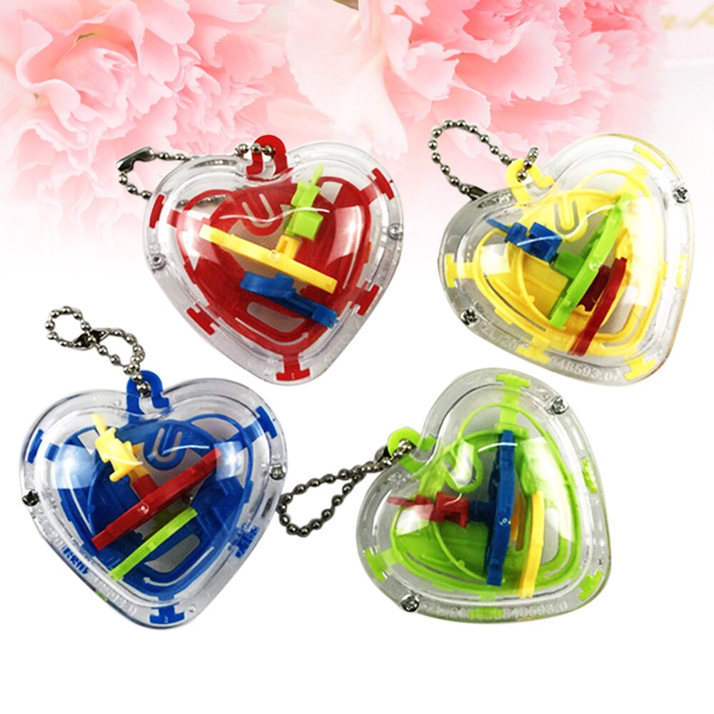 10pcs 3D Maze Intelligence Heart Shape Puzzle Game Beads Maze for Children Toddler