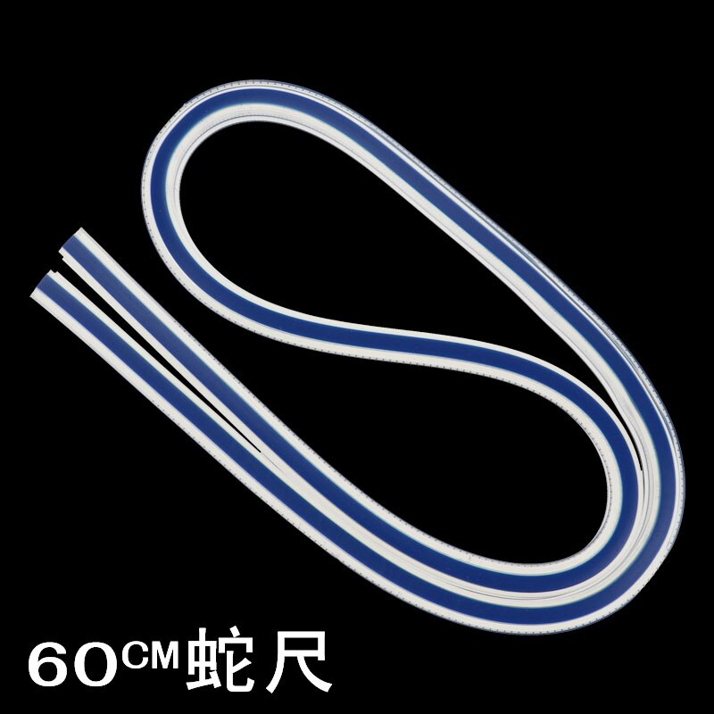 Règle en plastique bleu blanc | Tailleurs, en serpentin souple, plastique souple, courbe Flexible, dessin, règle douce 30CM 40CM 50CM 60CM: 60CM