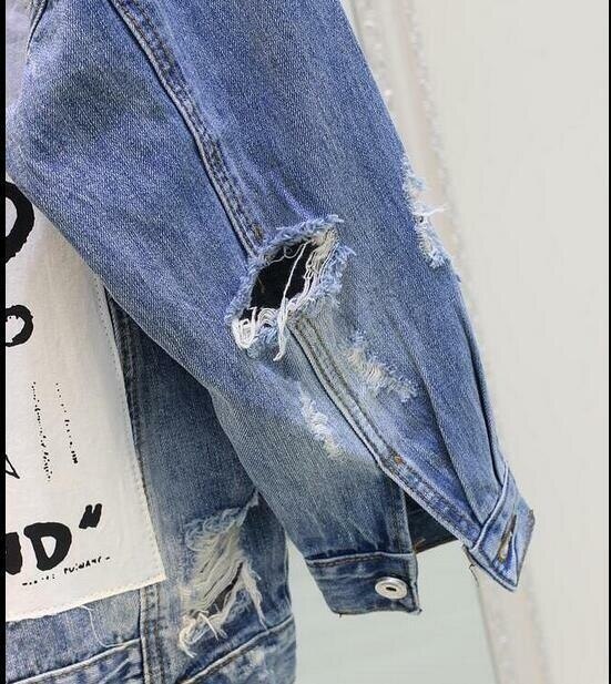 frauen Graffiti knapp BF Denim jacke Mantel verlieren Denim jacke Parkas
