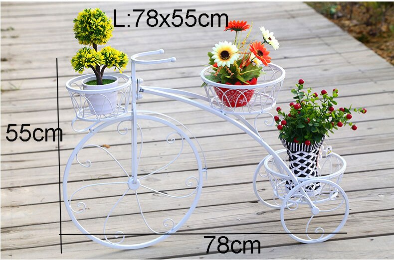 Eisen Anlage Regal Blume Gestell nordisch Metall Boden Regal Multi-schicht Fahrrad Metall verwöhnen Pflanzen Stehen Außen Metall Garten dekore: Weiß L
