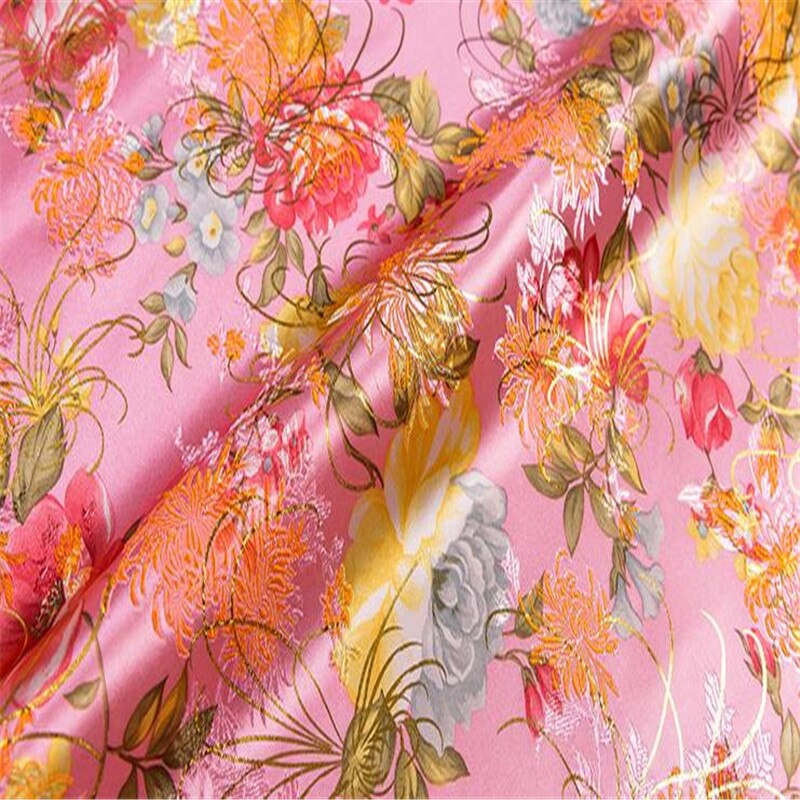 Jacquard polyester stof brokade kinesisk traditionel betydning stof til at lave smuk tegnebog: 2 lyserøde