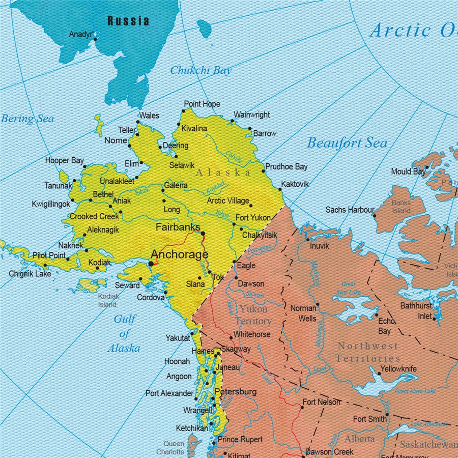 North America Geo Political Map Delicate Texture Print Poster Learning Education Antique Bar Pub Cafe Home Decor Wall Sticker