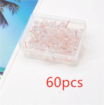 60 pcs Transparent Rose Gold Push Pins Thumb Thumbtack Board Pins Drawing Photo Wall Studs Office School Supplies: Default Title