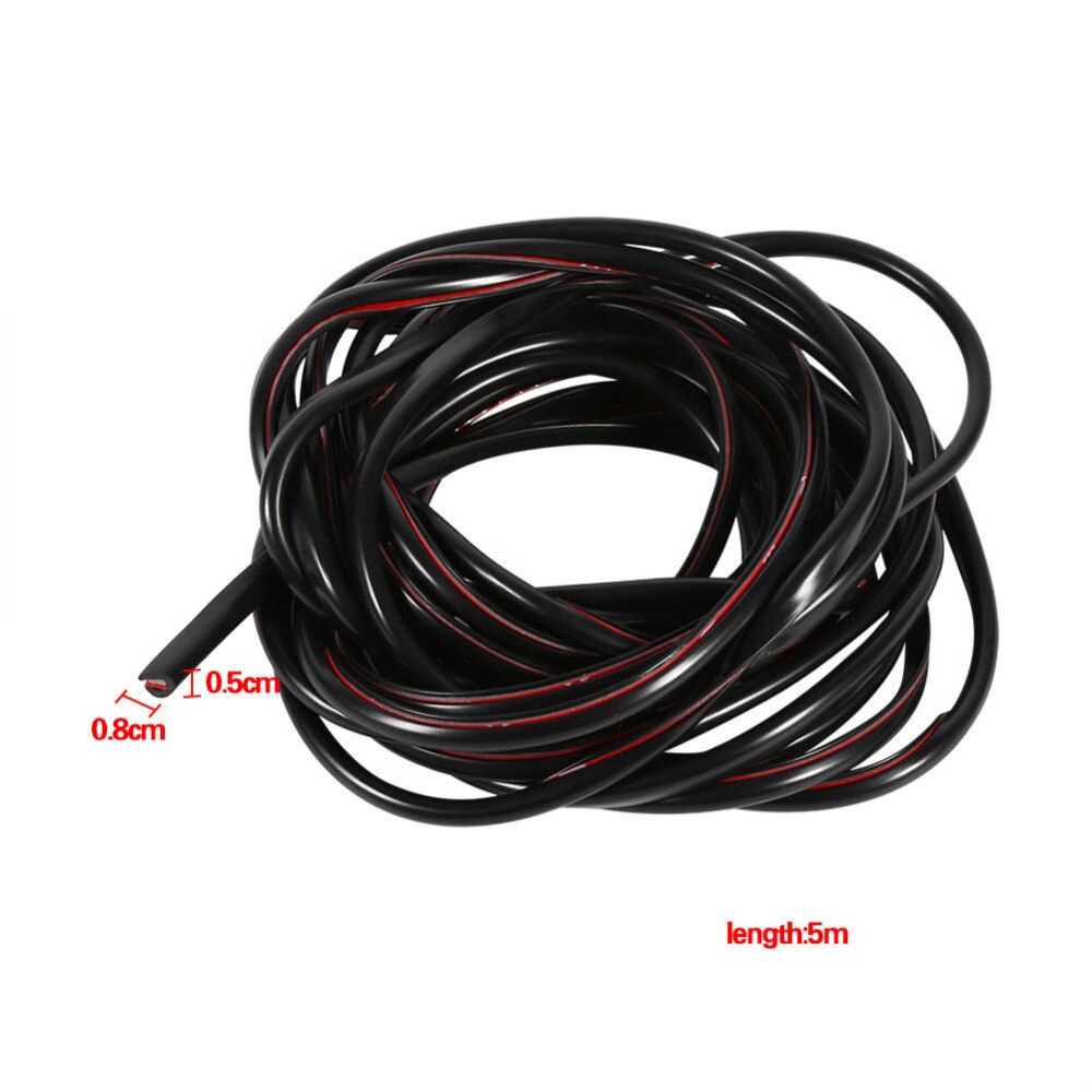 Tira de goma para moldura de puerta de coche, Protector de borde, cubierta negra, blanca, gris (opcional), 5M