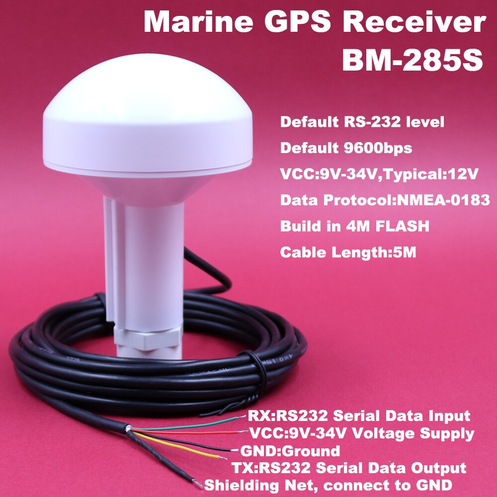 BEITIAN Marine GPS ,VCC 12V,9600bps,RS232 boat ship GPS receiver GNSS DIY Connector with screw tube,BM-285S
