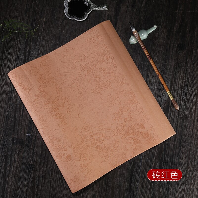 Chinese Xuan Paper Letterhead Half Ripe Batik Calligraphy Waves Pattern Xuan Paper Imitation of Ming and Qing Dynasty Xuan Paper: 27x69cm / C