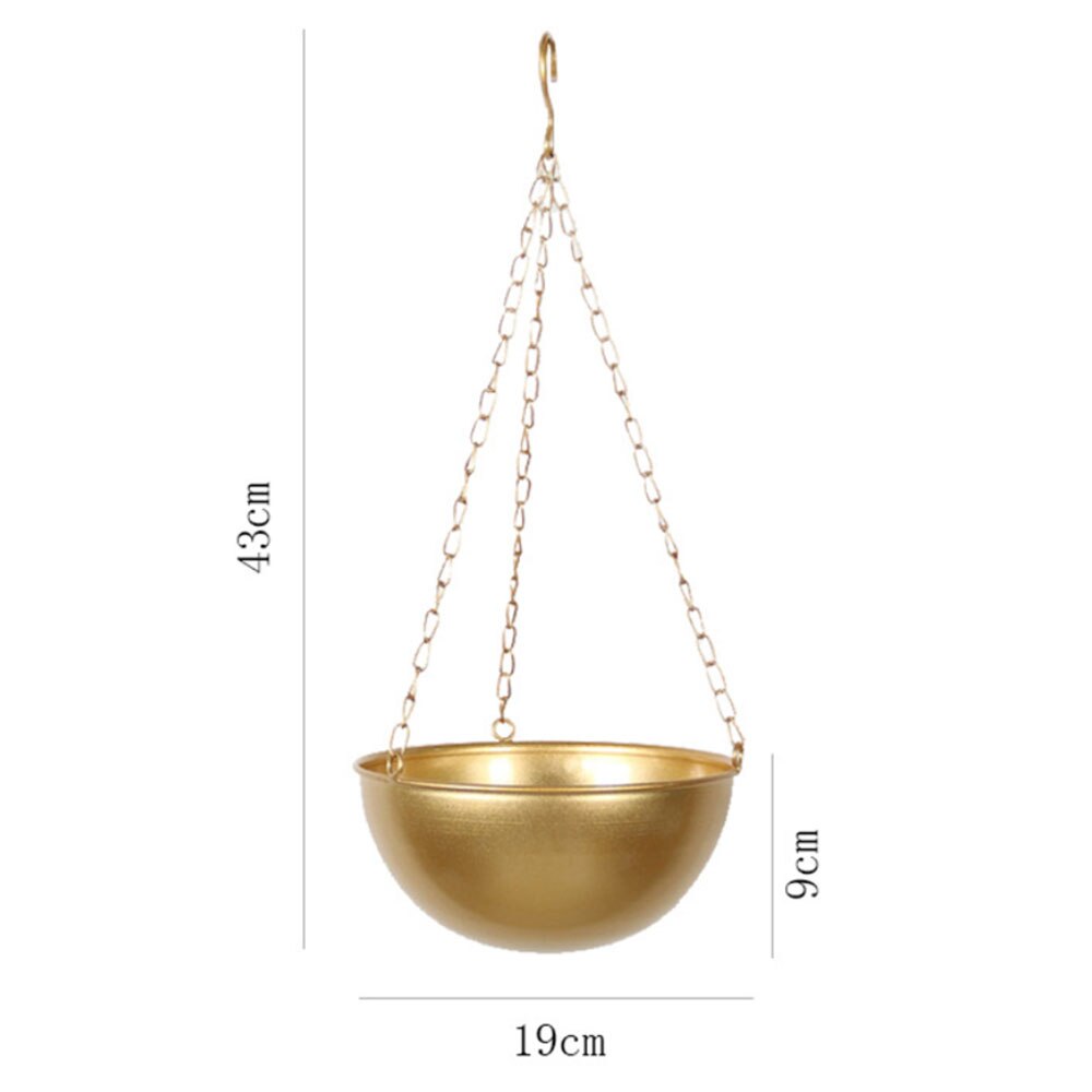 Hanging Flower Pot Decorative Multi-shape Plant Stand There Are Leaking Hole Multi-shape Hanging Basket Durable Hang Plant Stand: Golden A