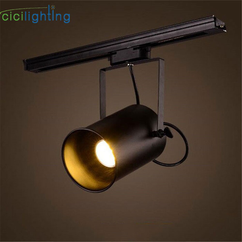 1 pièces 5W led piste lumière Vintage noir piste lampe magasin de vêtements cob projecteurs led industriel américain Style Loft rail spot