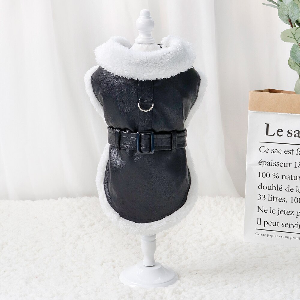 Pet Dog Clothes Winter Warm Dogs Jacket Waterproof Puppy Leather Coat Pets Clothing For Chihuahua French Bulldog Ropa Para Perro: M