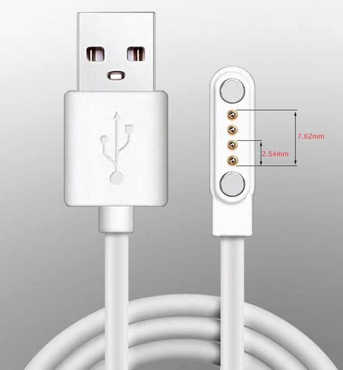 Cable cargador magnético para reloj inteligente, 4 pines, 7,62mm, 2 pines, para KW88, KW98, KW99, GT88, GT68, Universal: 4 pins 7.62mm
