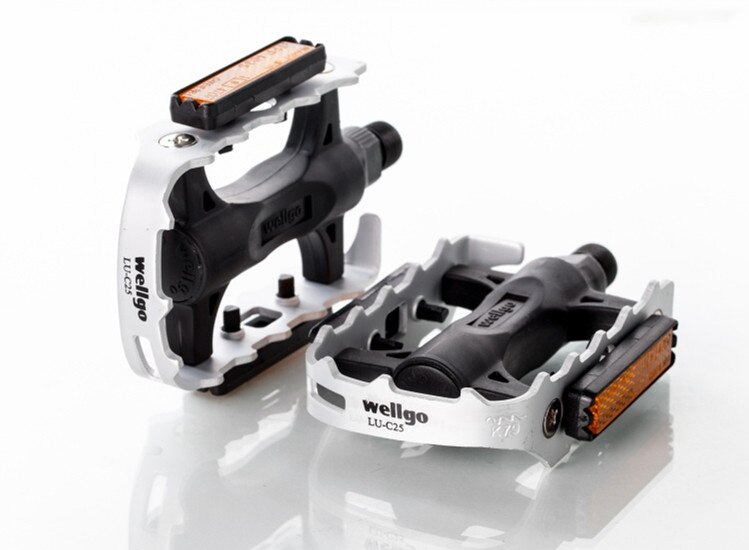 Wellgo-pedales ultraligeros para bicicleta de carretera, accesorios de aluminio de , LU-C25: silver