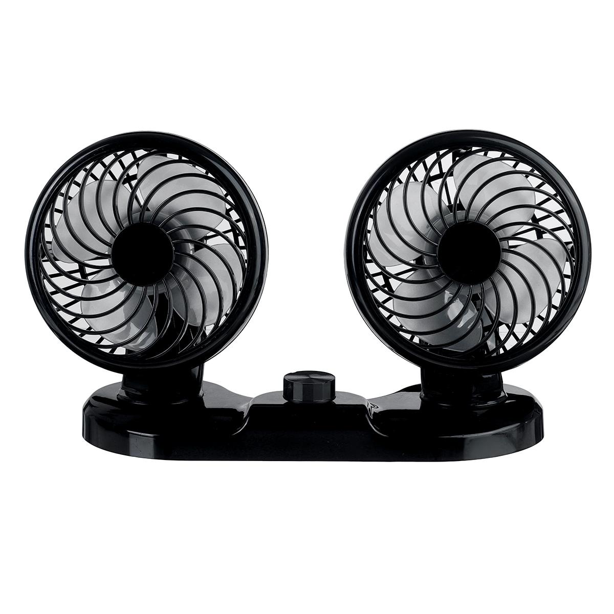 Electric Car Fan With Bracket 12V Electric Car Fan With 360 Degree Rotatable 2 Gear Low Noise Double-headed Cooling Fan: Without Bracket